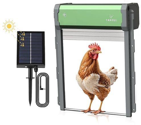 Porte Automatique Poulailler Solaire, Sécurité Renforcée pour Enclos, Anti-Pincement, Anti-Prédateurs, Installation Facile, Trappe Poule