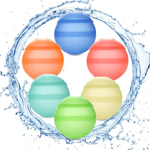 Wiederverwendbare Wasserbomben 6Pcs, Nichtmagnetisches weiches Silikon-Wasserballs-Spielzeug im Freien, Nachfüllbare Wasserballons Quick Fill No Pain, Wasser-Spiele-Spielzeug im Freien für Kinder