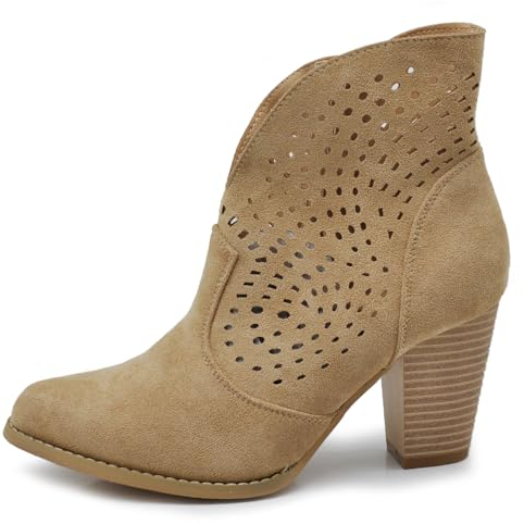 IF Fashion Scarpe da Donna Stivali Stivaletti Cowboy Western Camperos Texani 6652 khaki N.38