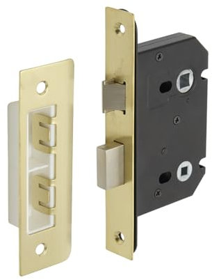 Satin Brass Bathroom Mortice Lock for Doors - 63mm / 45mm Backset