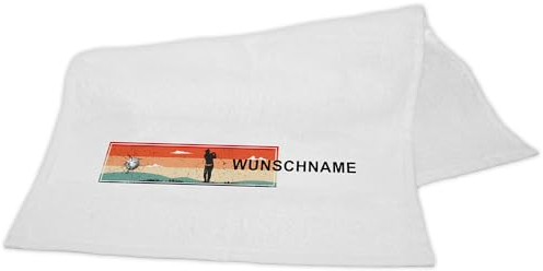 Eurofoto Handtuch mit Namen und Motiv mit Golf | Namenshandtuch mit Hobby personalisiert | Badetuch mit Wunschnamen
