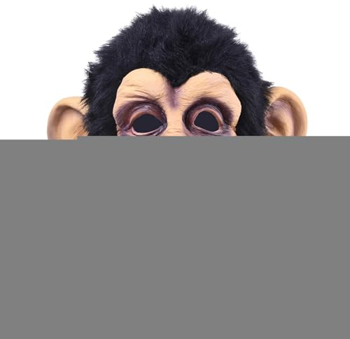 Gorilla Maask – 1/2-teiliges Latex-Schimpansenkostüm | Gruseliger Affe realistische lustige Kopfbedeckung | Erwachsene Wildtiermaske | Schwarze humoristische Schimpansen-Maske für Kinder, Teenager