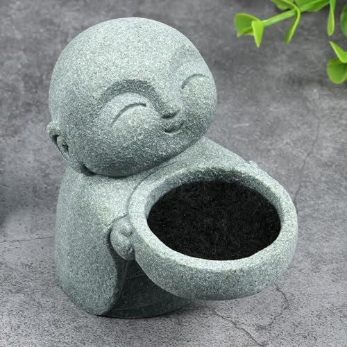 Foppla Buddha Teelichthalter Vintage Sandstein Buddha Kerzenhalter Statuen Simplistic Teelicht Buddha Figur Kerzenständer Niedliche Zen-Buddha-Statue Kerzenständer für Zuhause Büro Auto Dekoration