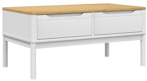 vidaXL Couchtisch Floro Weiß 99x55,5x45 cm Massivholz Kiefer