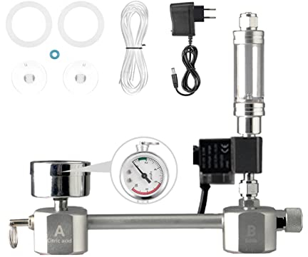 Medidor regulador de CO2 Acuario DIY CO2 Kit de sistema generador con contador de burbujas de válvula solenoide y verificar el kit de reactor de dióxido de carbono for el acuario de plantas para cerve