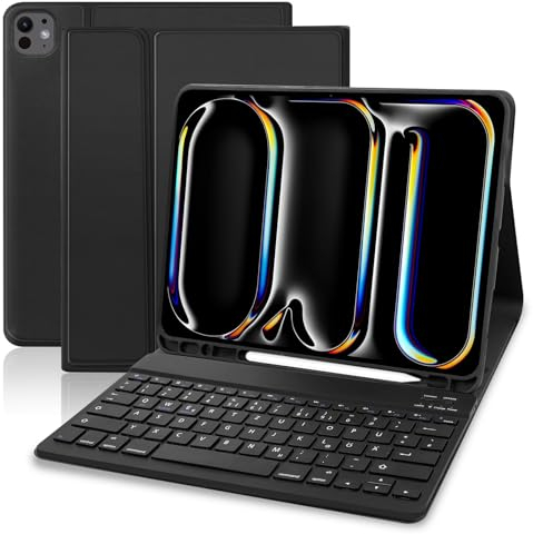 Zabatoco Hülle mit Tastatur für iPad Pro 13 Zoll (M4), Bluetooth Funktastatur mit Schutzhülle, 13''