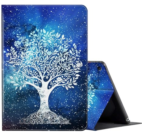 for iPad 10.2 case 9th/8th/7th Generation ipad Case (2021/2020/2019 Model),PU Leather Multi-Angle Fold Stand Flip Smart Cover for Apple iPad 10.2 inch 9/8/7 Gen-Galaxy Tree Blue