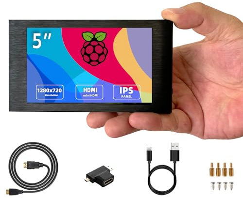 VIEWMEI 5 Inch IPS 1280x720 HDMI Monitor, Mini Portable Display Screen for PC Laptop, Compatible with Raspberry Pi, Jetson Nano, DIY PC Case Secondary Monitor