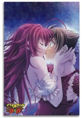 VZTTSVHE High School DxD Rias Kiss Tsto Issei Anime-Poster, Leinwand-Poster, Wandkunst-Dekor, Wohnzimmer, Schlafzimmer, Dekoration, Poster, 20 x 30 cm, ungerahmter Stil
