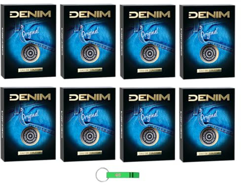 8x Denim Eau de Toilette Original - Großer Klassiker der Maschile-Parfümerie 100ml + Beni Culinari Kostenloser Schlüsselanhänger