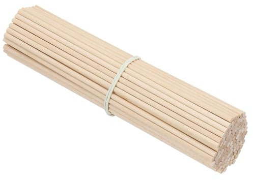 PATIKIL Baguettes en Bois Non Finies de 1/8 x 6 Pouces, 200 Pièces, Tiges en Bois Rondes pour Bricolage et Décoration Intérieure