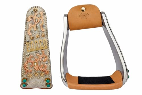 CHALLENGER Cavallo Western Sella Rodeo Floreale Inciso Pietra Turchese Staffe Angolate 51246