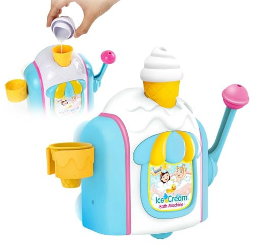Eiscreme-Badespielzeug-Blase – Kinder-Badewannen-Spaßspielzeug, Schaum-Badeblasenmaschine, Badeblasen-Maker Mit 4 Eistüten | Badespielzeug, Seifenblasen-Maker-Spielzeug, Badeschaum-Maker-Spielzeug