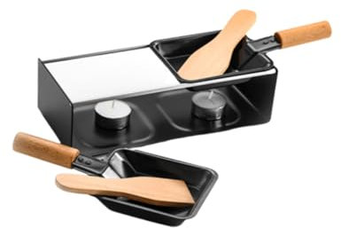 Cabilock 1 Juego mini estufa tea light candles queso a la parrilla sartén para derretir queso plancha antiadherente cacerola sarten parrilla mini sarten para derretir queso De madera Black