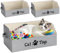 Reallnaive 2 Pack Large Collapsible Pet Toy Box Trapezoid Pet Toy Storage Basket with Handle Grey Thicker Toy Storage Bin Bed for Organizing Pet Toys Treats Clothes and Accessories(Cat)