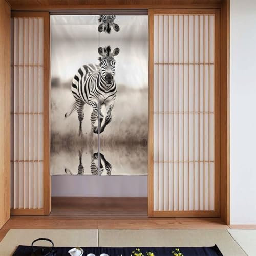 WZYWHJ Bedruckte Vorhänge mit Zebramuster, vielseitige Raumteiler für Zuhause, Büro, Küche, Badezimmer, stilvolle und funktionale Gardine, 86,4 x 142,2 cm