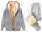 shownicer Tuta da Donna Vello Foderato Cappotto con Cappuccio e Pantaloni Inverno Caldo Jogging Tute in Pile Due Pezzi Casual Casa Sportivo Set a Zipper Training Sportwear A Grigio Chiaro02 M