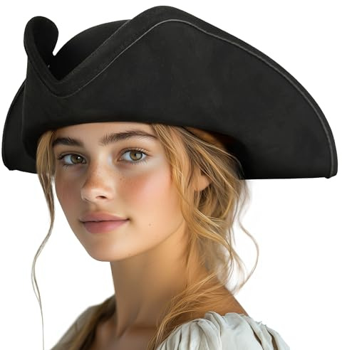 JPXH Kolonial Dreisporn Hut Damen Erwachsene Piraten Kostüm Zubehör Halloween Cosplay