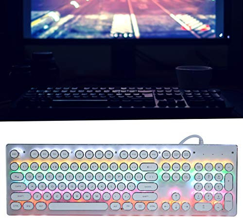 SustVita Teclado mecánico Retro de Steampunk, 104 Teclas Teclado de Juego con diseño Resistente a la Intemperie, diseño ergonómico para mecanografía cómoda (Blanco)