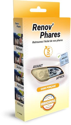 RENOV’PHARES Kit Rénovation Phare Voiture I IRONTEK I 3 Lingettes I Rénovateur Phare Voiture, Kit Rénovation Phare, Sans Ponçage, Nettoie Dégraisse Protège, Compatible Tous Véhicules, Résultats Rapide
