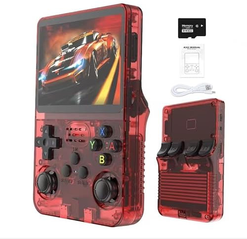 R36S Console de jeu portable rétro, plus de 21 000 jeux HD, mini console vidéo rétro, écran IPS de 3,5, console de jeu vidéo d'arcade portable, cadeau pour adultes (rouge)