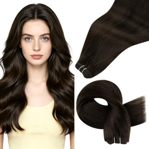 Hetto Tressen Echthaar 120g 60cm Braun #2 Doppelt Gewebt | Dunkelbraun, 100% Remy Echthaar Extensions, langlebiges Volumen,Weiches Finish für Alltag, Party & Hochzeit