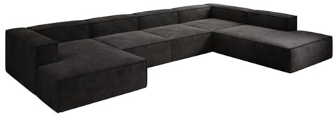 Luxusbetten24 Designer Sofa Lesley U XXL in Cord Schwarz Rechts