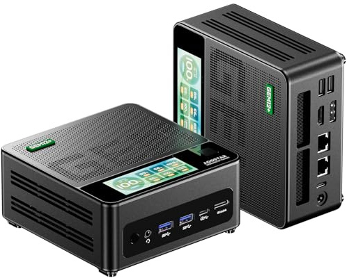 AOOSTAR GEM12+ PRO Mini PC, Ryzen 7 PRO 8845HS (hasta 5,1 GHz) Mini PC Gaming 64GB DDR5 RAM 1TB SSD M.2 2280 PCIE4.0, Mini PC de escritorio OCULINK / 2xUSB4 / HD2.1 / DP1.4 / 2x2,5 G RJ45/Wifi6