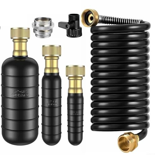 Set di 3 tubi di scarico in gomma per tubi da 1 a 15,2 cm, ad alta pressione, sblocca i residui di grasso per capelli, adatto per doccia, cucina, piscina, include tubi di dimensioni S, M, L (nero)