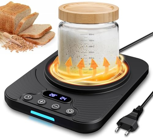 Sauerteigstarterwärmer, Wärmeplatte Präzise 1℃ Thermostat (21-43℃), 24H Timer, Automatische EIN/Aus-Funktion mit Speicher, Wärmegerät Ideal für Brotbacken & Fermentation