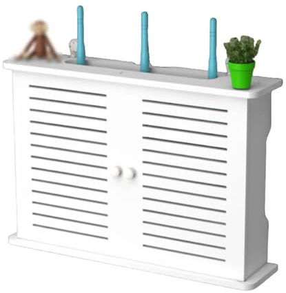 Router Schrank Wandmontage, Aufbewahrungsbox Wand TV Kabel Verstecken Box WiFi Routers, Holz Und Plastik Wandregal Cable Management for Zuhause