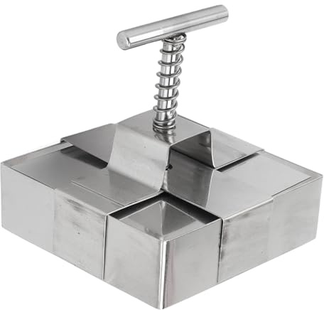 Spring-Loaded Plunger Cake Cutter Stainless Steel Square | Square Clay Cutter with Spring Plunger, Food Grade Metal, Slicer for Baking Dessert Pottery Kitchen