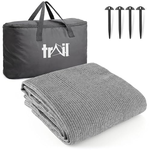 Trail Breathable Awning Carpet for Campervans & Motorhomes, Choice of Sizes | Breathable Woven HDPE Fabric, Grass-Friendly Design, Metal Eyelets & Pegs Included, Rot-Proof & UV-Resistant, Bag Included