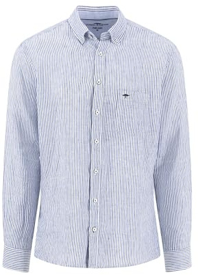 FYNCH-HATTON Hemd aus Leinen mit Streifenmuster und Button-Down-Kragen