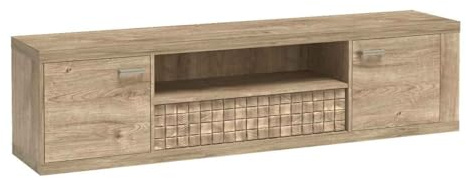 Masseno TV-Schrank Yasuo 195,5 cm Fernsehschrank mit 2 Türen TV-Lowboard für Wohnzimmer Modern 195,5x40,5x51 cm Eichefarben