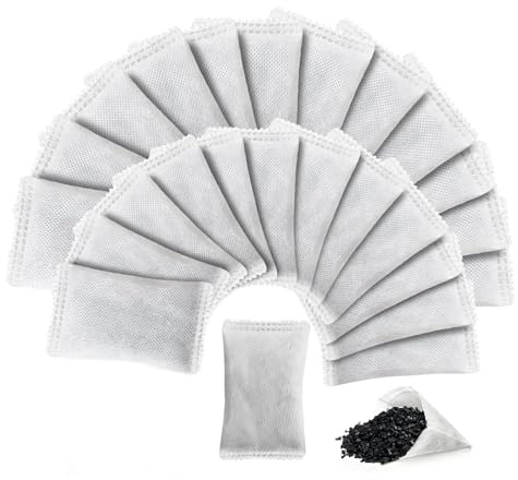 Oiieco 25 Pack Activated Charcoal Water Filters, Coconut Shell Carbon Filter Replacement Sachets, Chemical-Free Odour Removal for Water Distillers, Improve Taste Home Purifier (5 * 8.5cm)