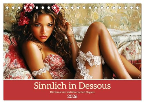 Sinnlich in Dessous. Die Kunst der verführerischen Eleganz (Tischkalender 2026 DIN A5 quer), CALVENDO Monatskalender: Moderne und schöne Frauen in aufregender Lingerie (CALVENDO Erotik)