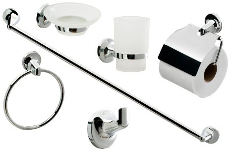 Cabinetsforbathrooms 5 Piece Wall Mounted Bathroom Accessory Pack Chrome Finish - Color : Polished Chrome