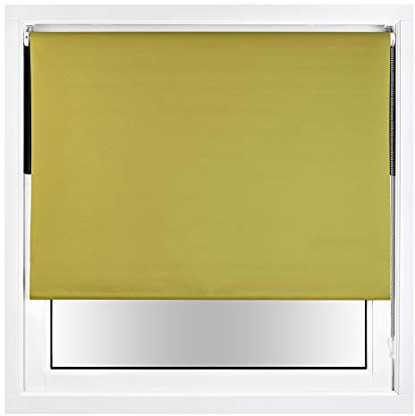 FURNISHED Blackout Roller Blind with Metal Fittings Trimmable Insulated Thermal Fabric Heavy-duty Easy Install Brackets Window Roller Blinds - Green, 150W x 165H cm