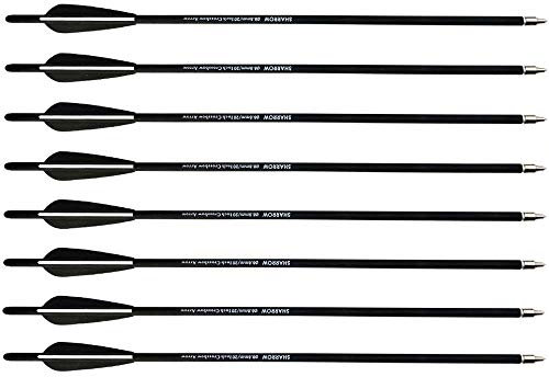 SHARROW 12 x Carbon Armbrustbolzen 20 Zoll Armbrustpfeile Carbonpfeile 18 Zoll 22 Zoll Bolzen für Armbrust (Schwarz, 22 Zoll)