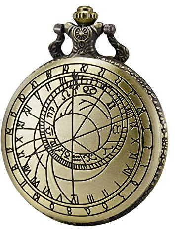 MORFONG Herren Damen Taschenuhr Analog Quarzwerk mit Kette Doctor Who Dr. WHO Bronze