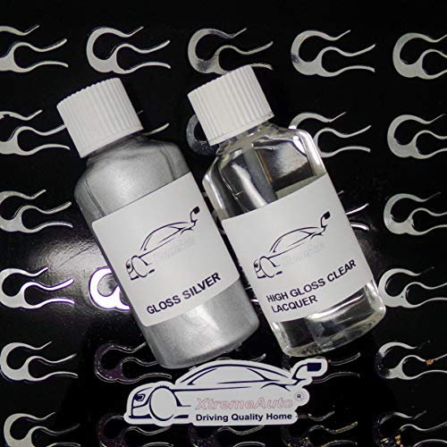 Xtremeauto GLOSS SILVER ALLOY WHEEL TOUCH UP KIT REPAIR KIT PAINT WITH BRUSH CURBING SCRATCH (TOUCH UP & LACQUER)