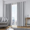 Fusion - Grey Stripe Curtains W46 x L54 (117 x 137cm) - 2x Panels - 100% Cotton - Grey Eyelet Curtains & Drapes for Bedroom & Living Room - Stripes Curtains in Grey - Matching Cushion Available