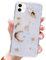 Bonitec Für Apple iPhone 11 Hülle 3D Bling Planet Glitzer mit Space Sparkle Mond Stern Universum Flexible Weiche TPU Transparent Klar Stoßfest Schutzhülle Cover Gold
