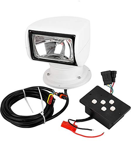 Projecteur marin, Projecteur de voiture étanche pour bateau, 12 V, 100 W avec télécommande, Lampe d'extérieur à rotation de 360 degrés pour yacht, garde côtière, police maritime, bateaux de pêche