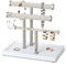 Umbra Trigem Dreistufiger Organizer für Halsketten, Armbänder und Ohrringe, Leinen, Weiß/Nickel, 3 Tier