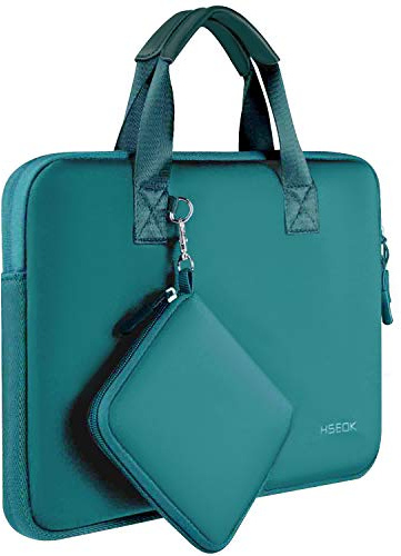 Laptop Sleeve Elastic Neoprene Case Compatible with 13-14 inch MacBook Air/Pro M1 M2, XPS 13, Surface Laptop 13.5, Water Repellent Notebooks Hand Bag with Handle and Small Case,D02E01