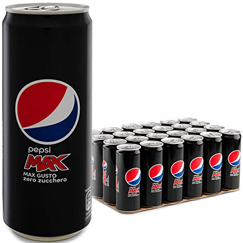 Pepsi Max, Bevanda Analcolica Gusto Cola, Zero Zucchero, Lattina Sleek, Formato da 24x0,33L