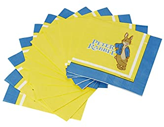 Smiffys Peter Rabbit Movie Tableware Party Napkins x16 30 x 30cm, Officially Licensed Peter Rabbt Movie Fancy Dress, Child Peter Rabbit Dress Up Party Goods