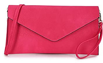 Long & Son Women's Envelope Style, Wristlet,Shoulder, Clutch Bags. 120343 (Rose Pink)